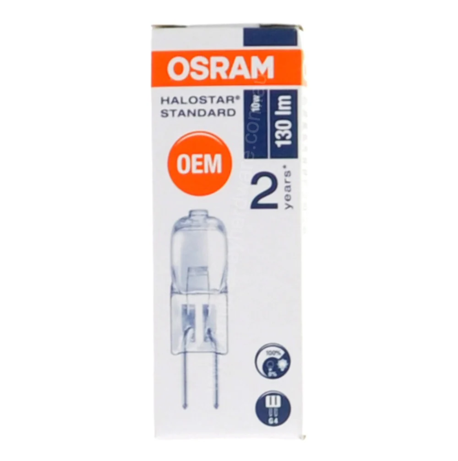 OSRAM Halostar G4 10W 12V Miniature Capsule Halogen Lamp, Warm White 2800K with UV Protection, Compact for Home and Commercial Decorative Use